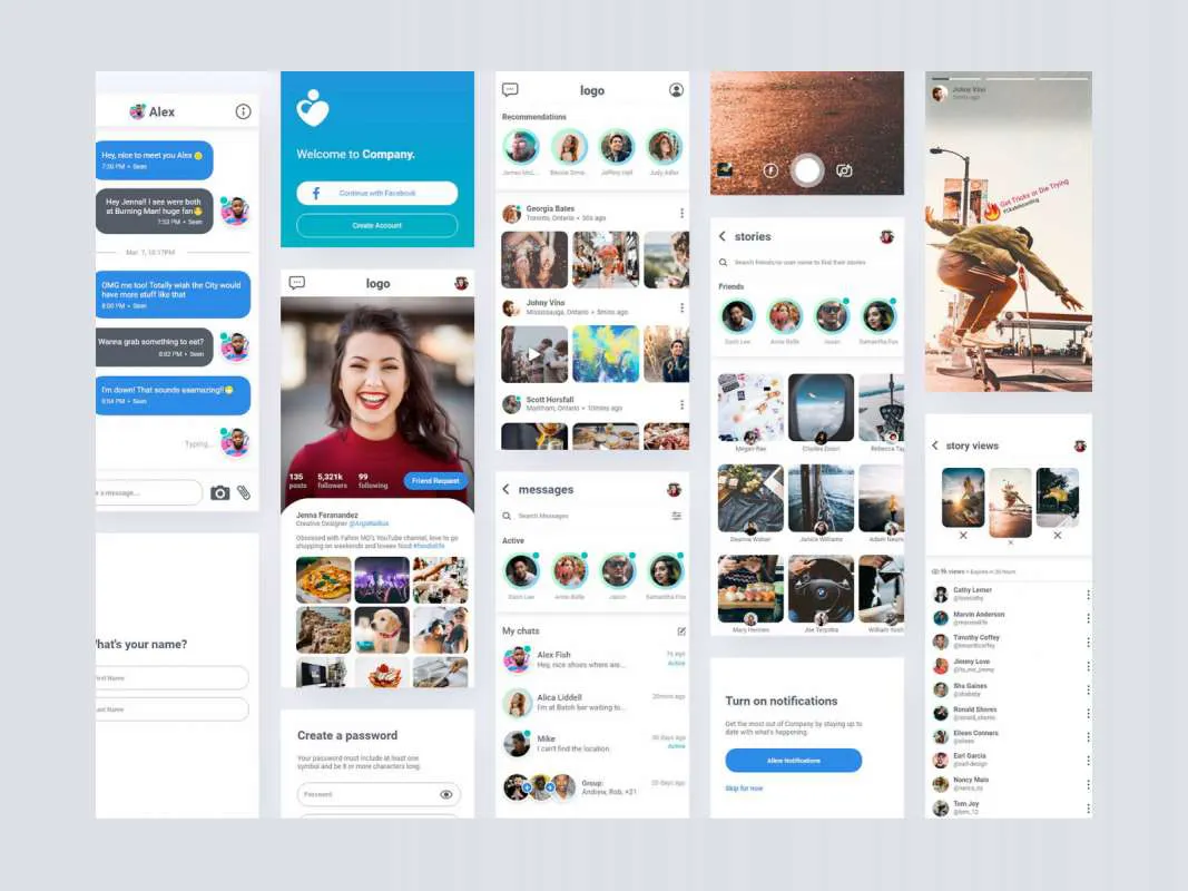 Social Free UI Kit for Adobe XD  - Free Figma Template