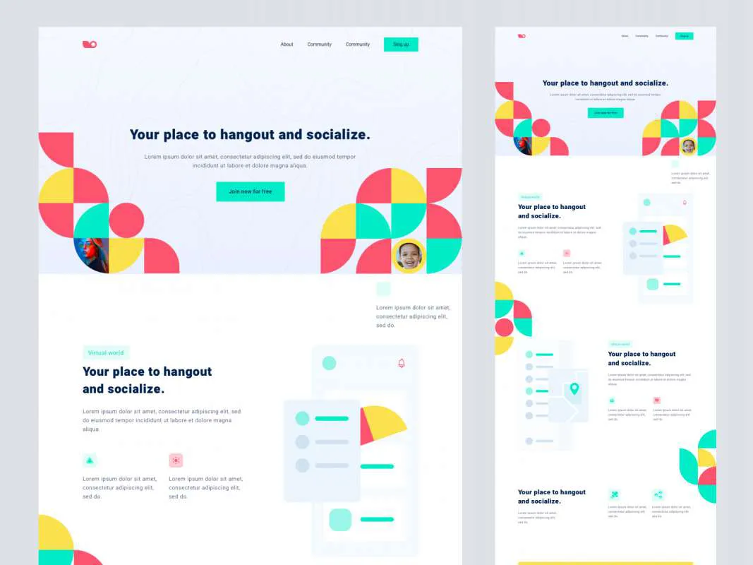 Social Meetup Landing Page for Sketch  - Free Figma Template