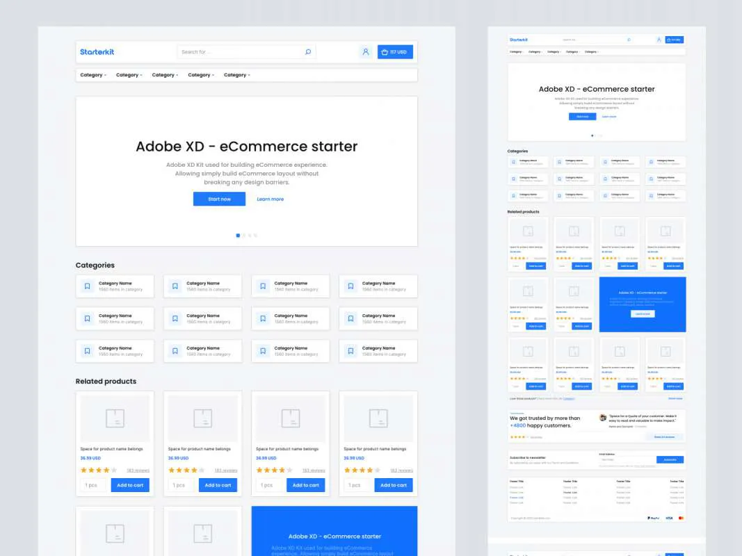 Starter eCommerce Template for Adobe XD  - Free Figma Template