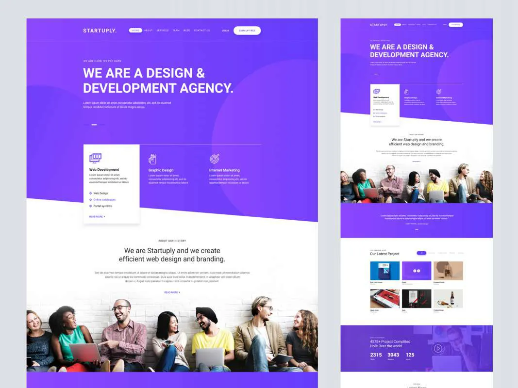 Startuply Agency Landing Page  - Free Figma Template