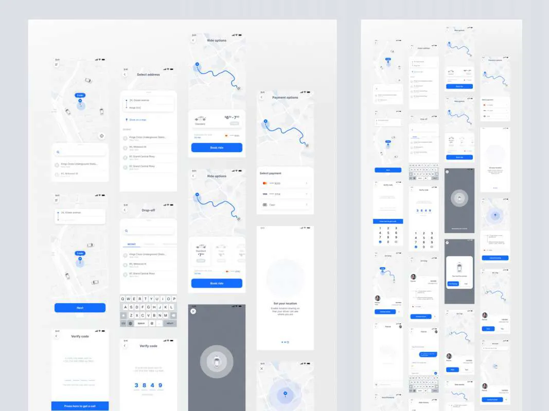 Taxi App UI Kit for Figma  - Free Figma Template
