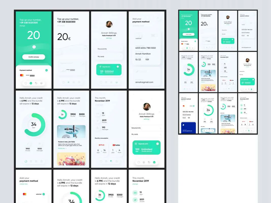Telco Skeumorph App for Sketch  - Free Figma Template