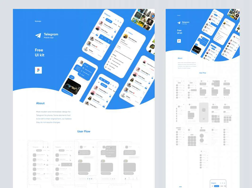 Telegram App UI Kit for Figma  - Free Figma Template