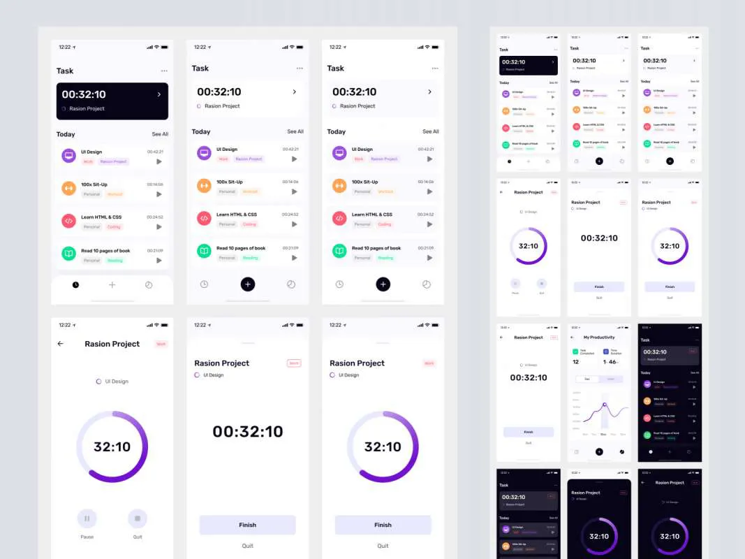 TimePad - Time Tracker Free UI Kit for Figma  - Free Figma Template