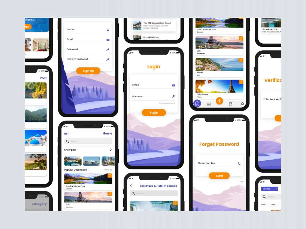Travel App for Adobe XD  - Free Figma Template