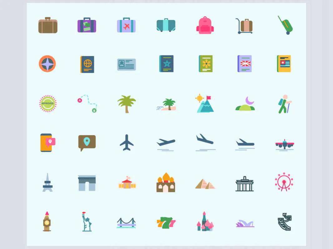Travel Free Icon Pack  - Free Figma Template