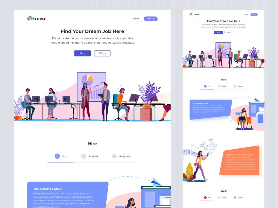 Treva - Job Hiring Landing Page for Sketch  - Free Figma Template