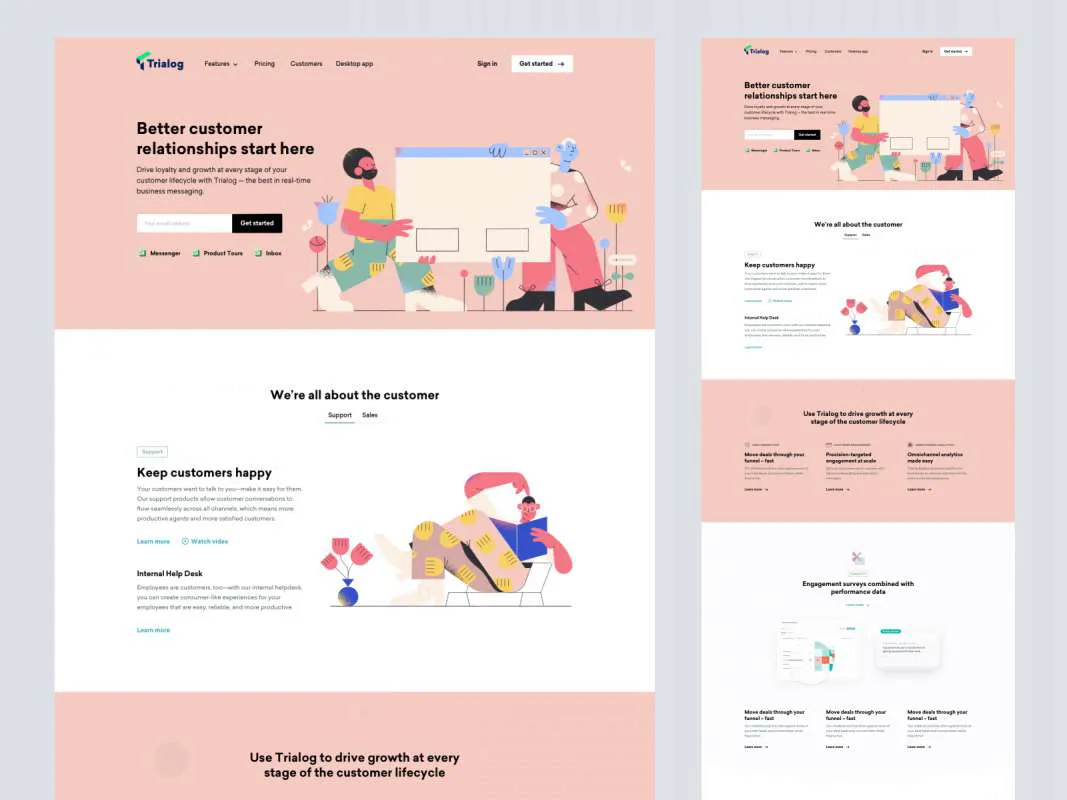 Trialog SaaS Landing Page for Sketch  - Free Figma Template