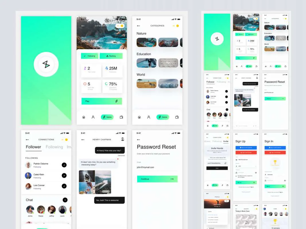 Trivia App Free UI Kit for Adobe XD  - Free Figma Template