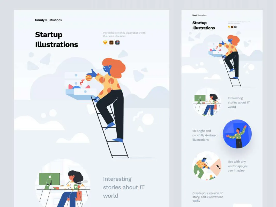 Unruly Landing Page Illustrations  - Free Figma Template