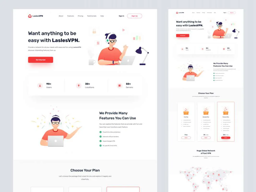 VPN Free Landing Page for Figma  - Free Figma Template