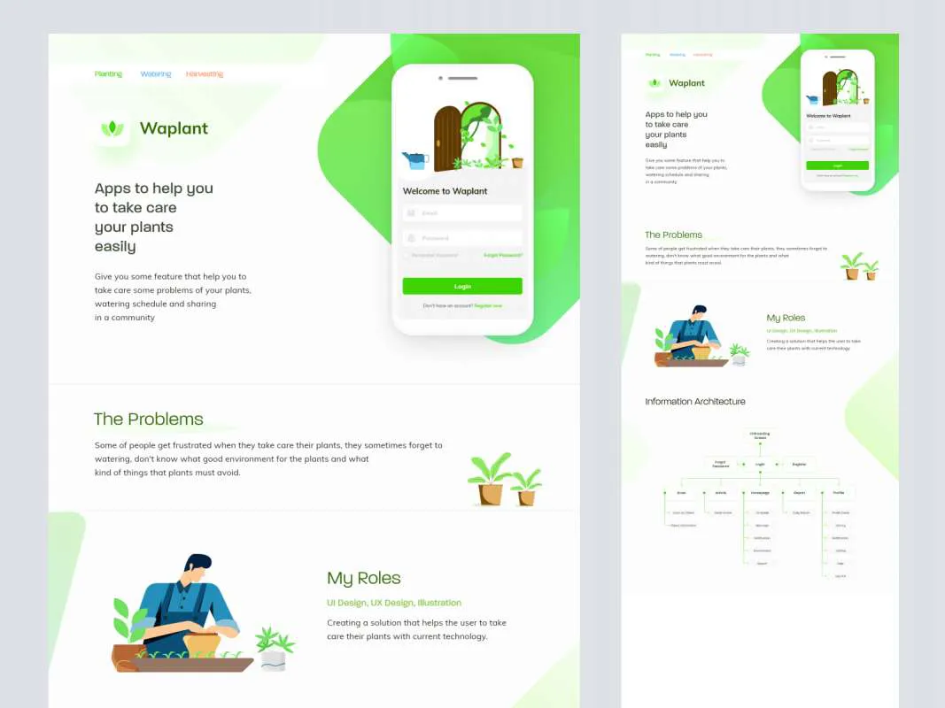 Waplant Plants - Free UI Kit for Adobe XD  - Free Figma Template