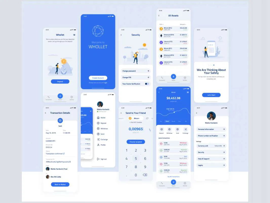 Whollet Crypto Wallet Free UI Kit  - Free Figma Template