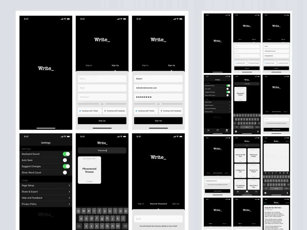 Write - Free UI Kit for Sketch and Adobe XD  - Free Figma Template