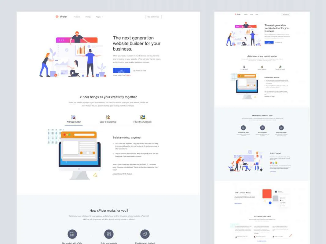 xPider- Landing Page UI Kit  - Free Figma Template