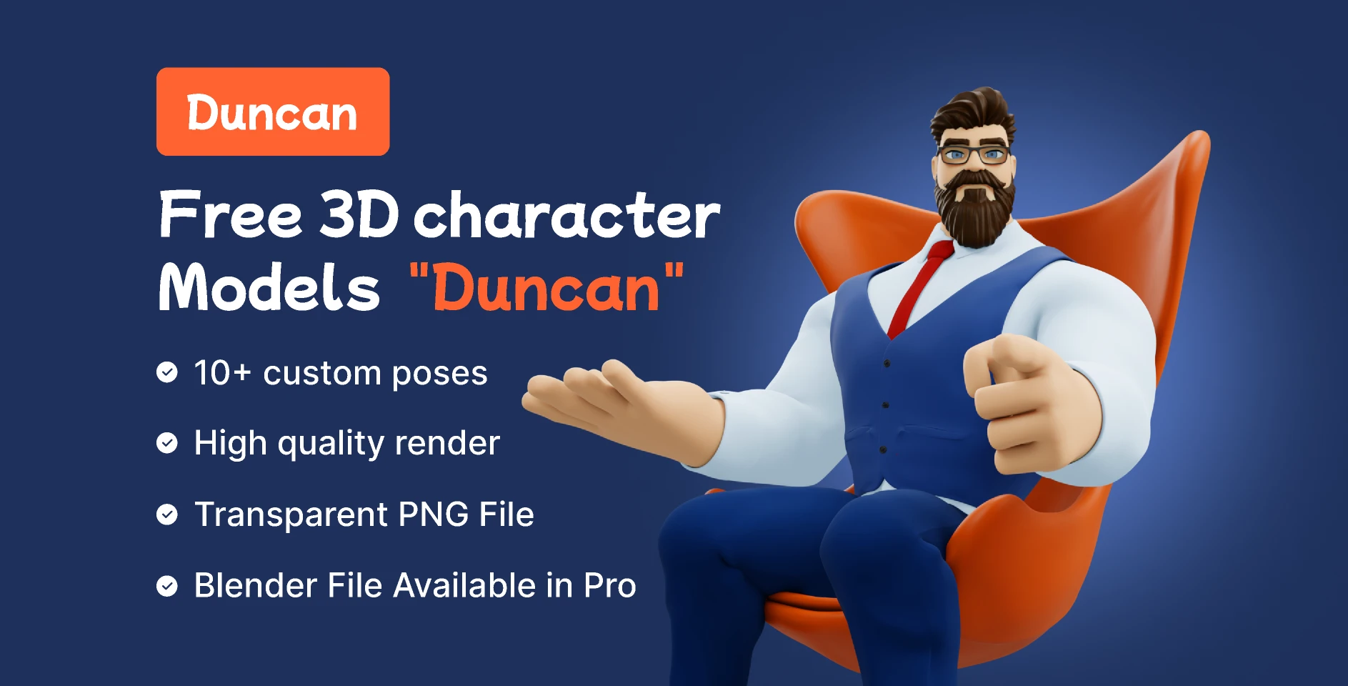 Duncan 3D  Free 3D Character Models for Figma and Adobe XD