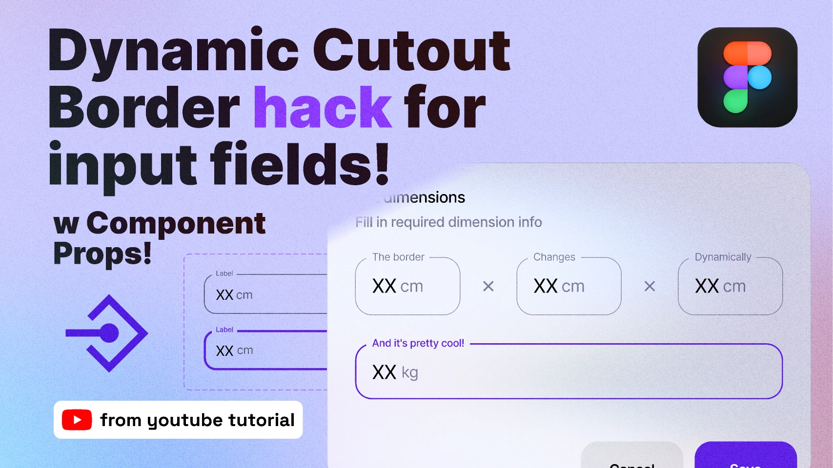 Dynamic Cutout Borders for Input Fields  with Component Props for Figma and Adobe XD
