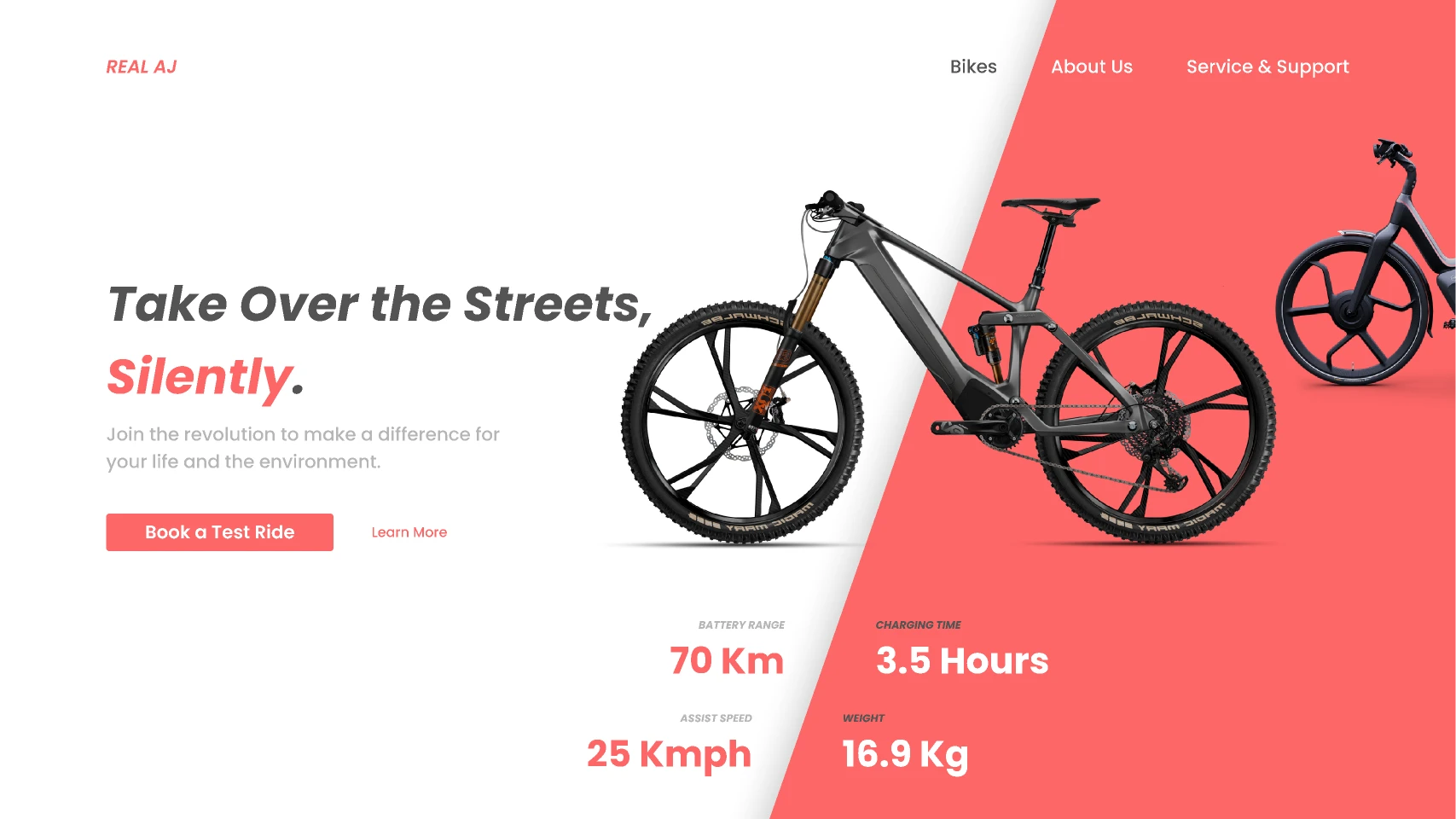 E-Bike Landing Page (Redesign) for Figma and Adobe XD
