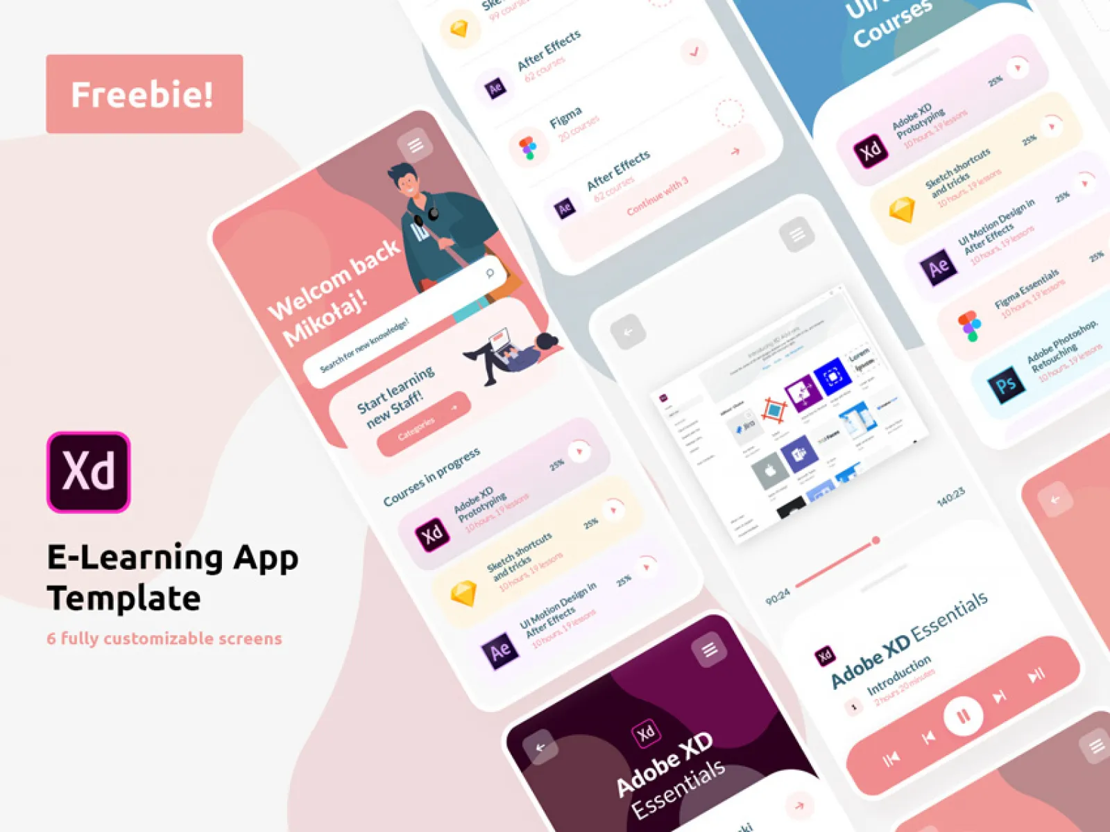 E-Learning App UI Kit  - Free Figma Template