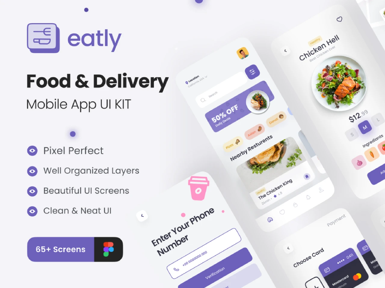 Eatly - Food Delivery App UI Kit for Figma and Adobe XD