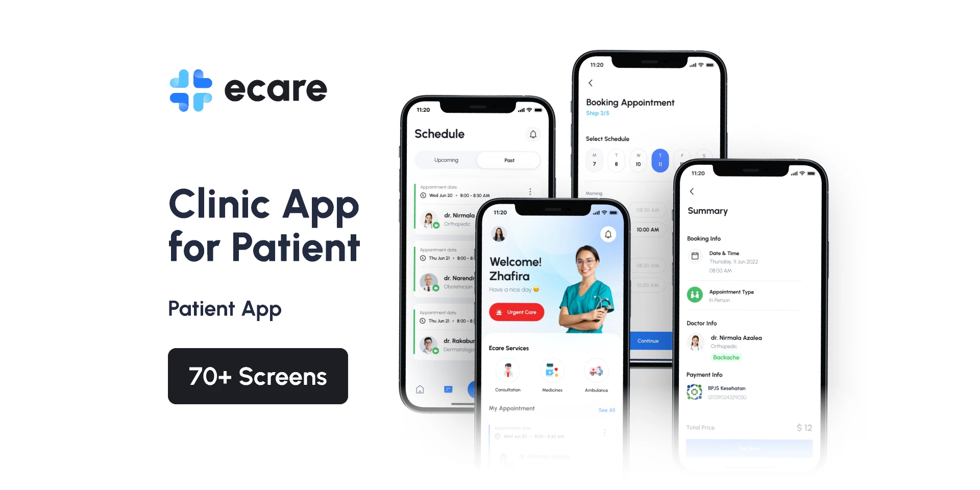 Ecare - Clinic App for Patient Preview for Figma and Adobe XD