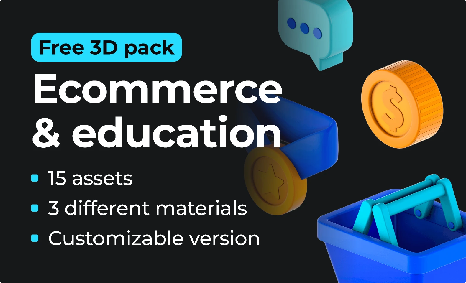 Ecommerce and education - Free 3D pack for Figma and Adobe XD