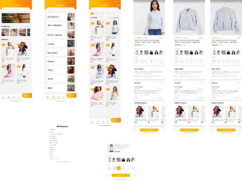 eCommerce Fashion Mobile App for Figma and Adobe XD