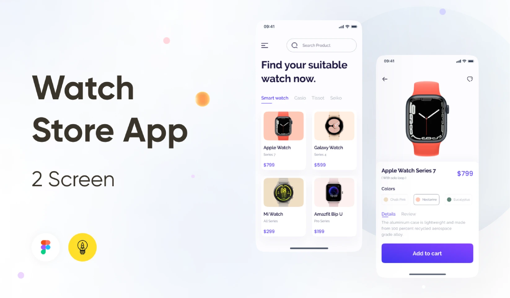 eCommerce Watch Store - Mobile App Design for Figma and Adobe XD