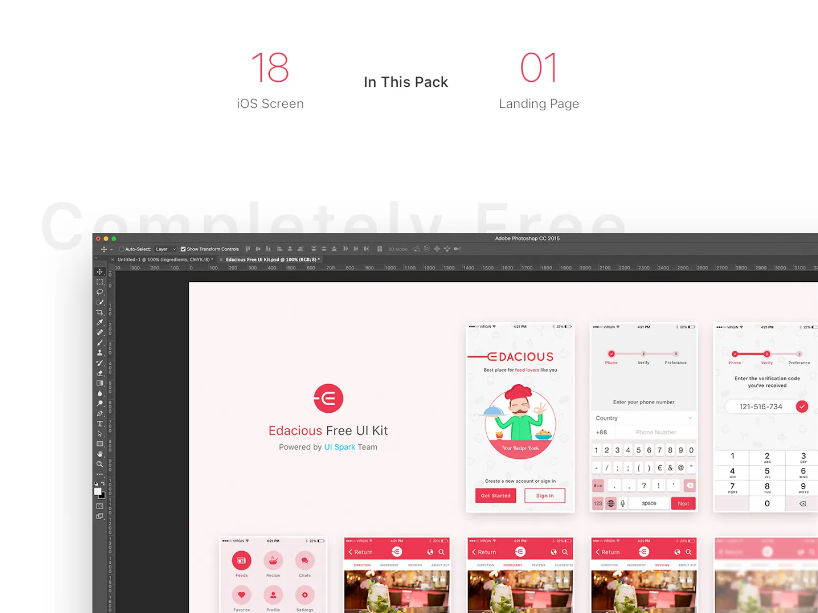 Edacious Free Food UI kit  - Free Figma Template