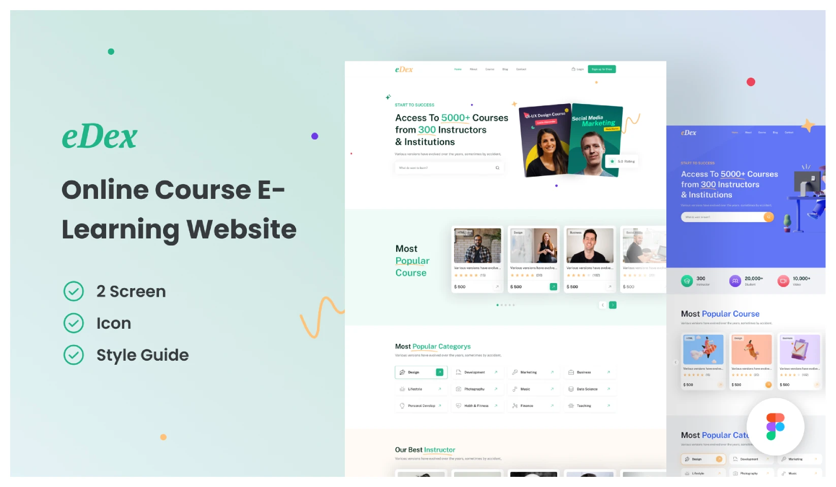 eDex - Online Course E-Learning Website (Comunity) for Figma and Adobe XD