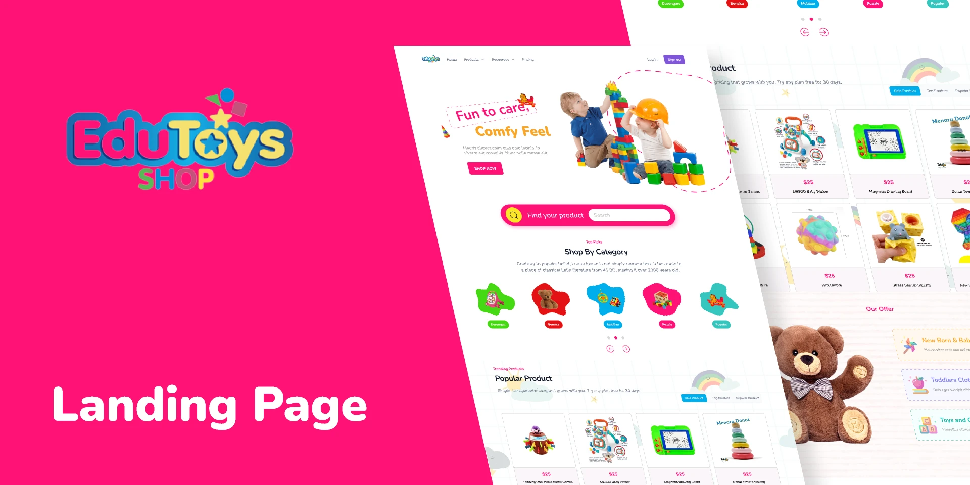 Edu Toys Landing page for Figma and Adobe XD