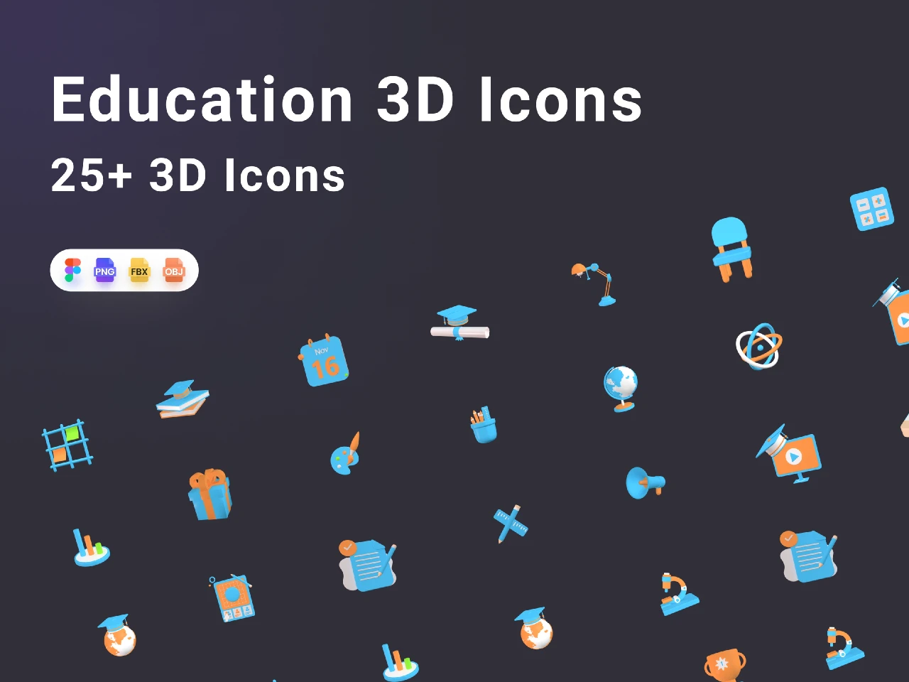 Education 3D Icons for Figma and Adobe XD