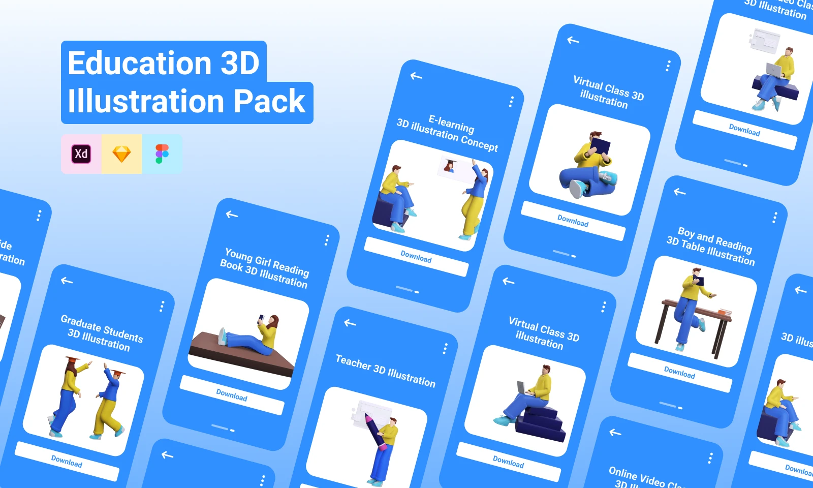 Education 3D Illustration Pack for Figma and Adobe XD
