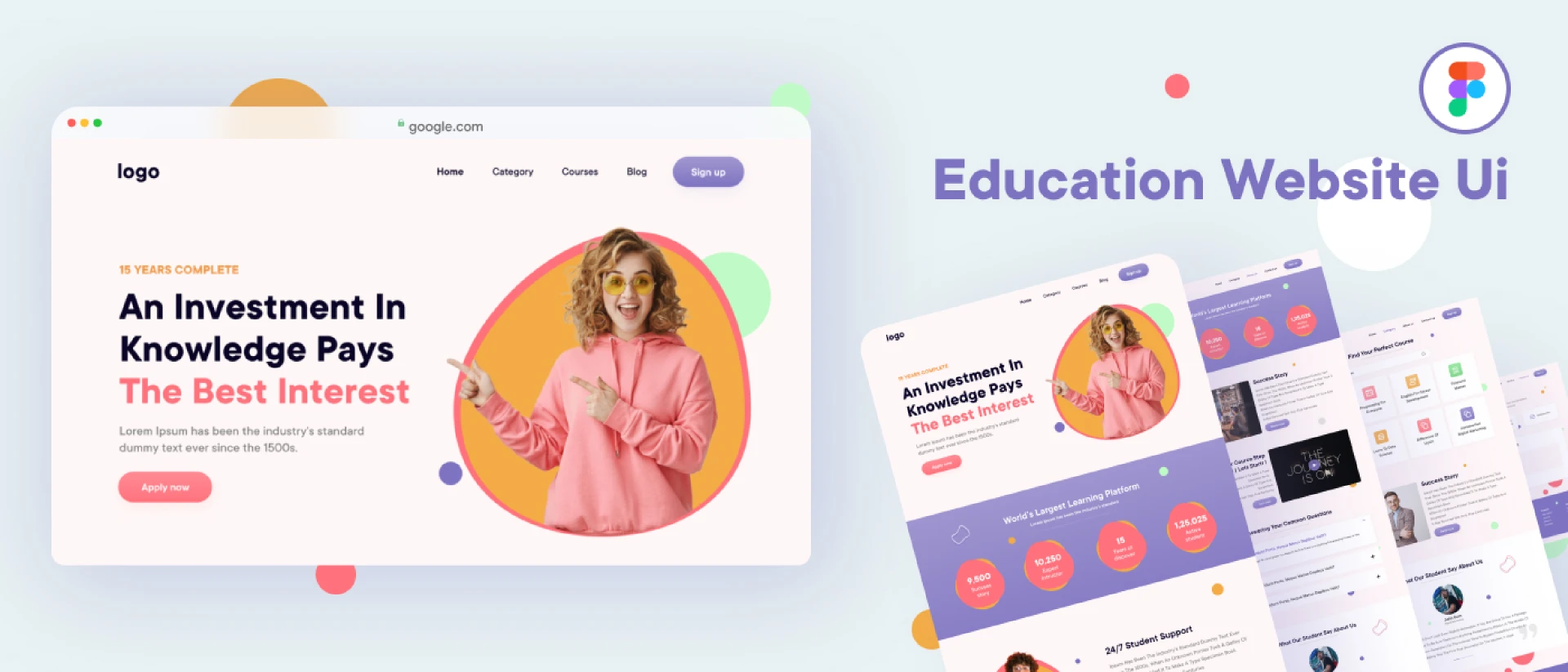 Education Website UI for Figma and Adobe XD