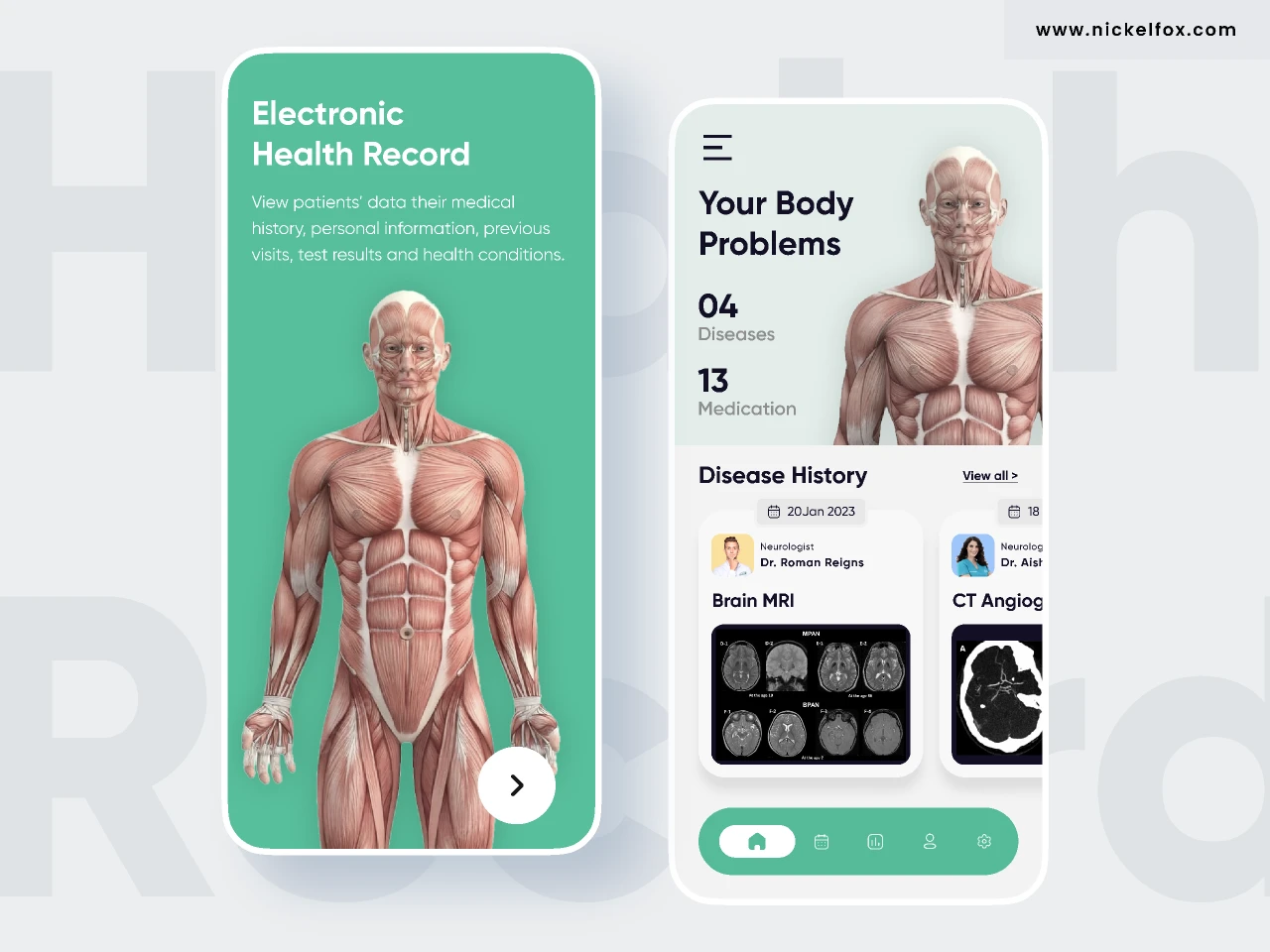 EHR - Electronic Health Record Mobile IOS App for Figma and Adobe XD