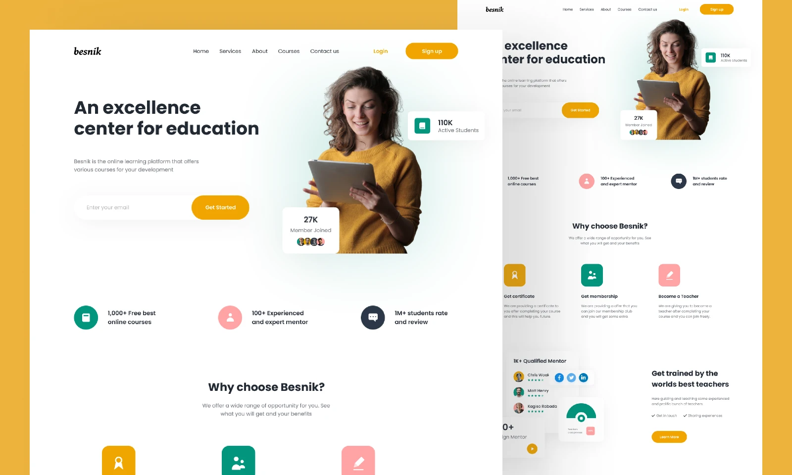 eLearning HTML Landing Page Template for Figma and Adobe XD