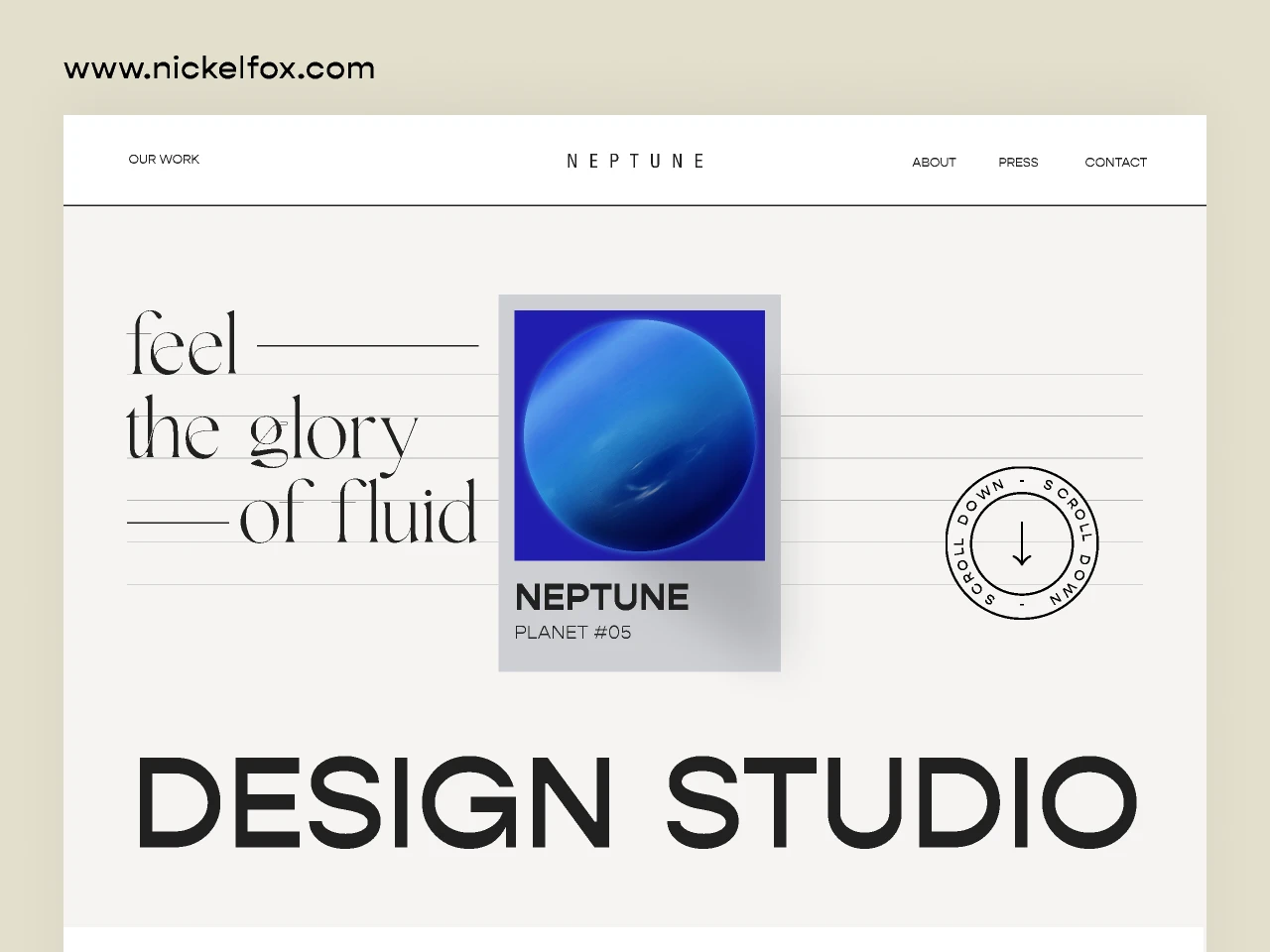 Elegant Design Studio Website Home Page for Figma and Adobe XD