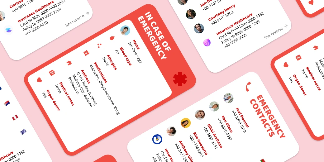 Emergency Health Information Card Template for Figma and Adobe XD