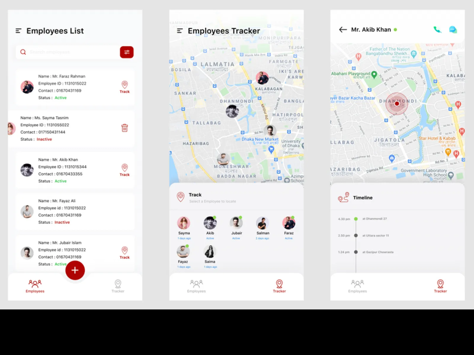 Employees Tracker App  - Free Figma Template