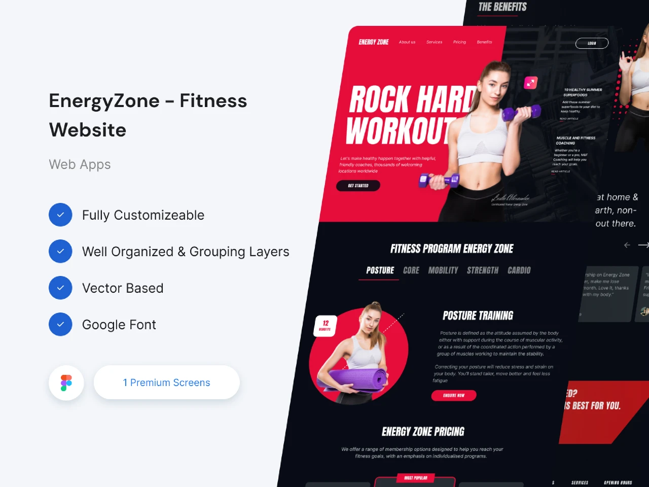 Energy Zone - Fitness Website for Figma and Adobe XD