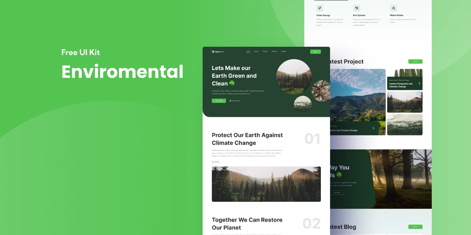 Environmental Website Landing Page for Figma and Adobe XD