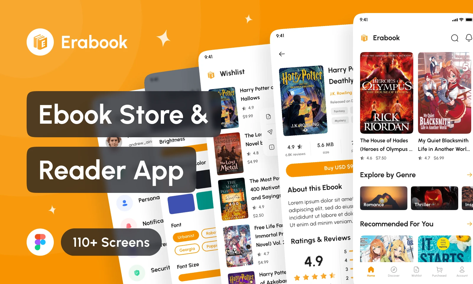 Erabook - Ebook Store & Ebook Reader App UI Kit for Figma and Adobe XD