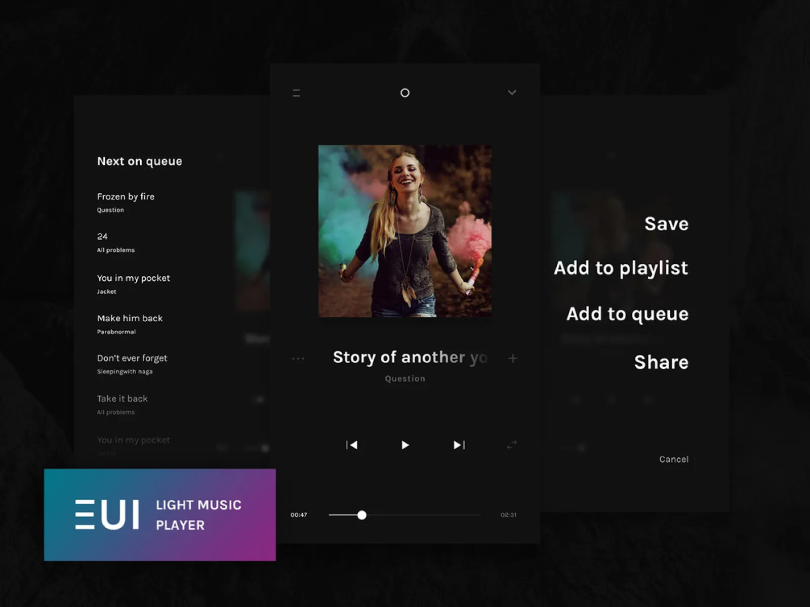 EUI Free Light Music Player  - Free Figma Template
