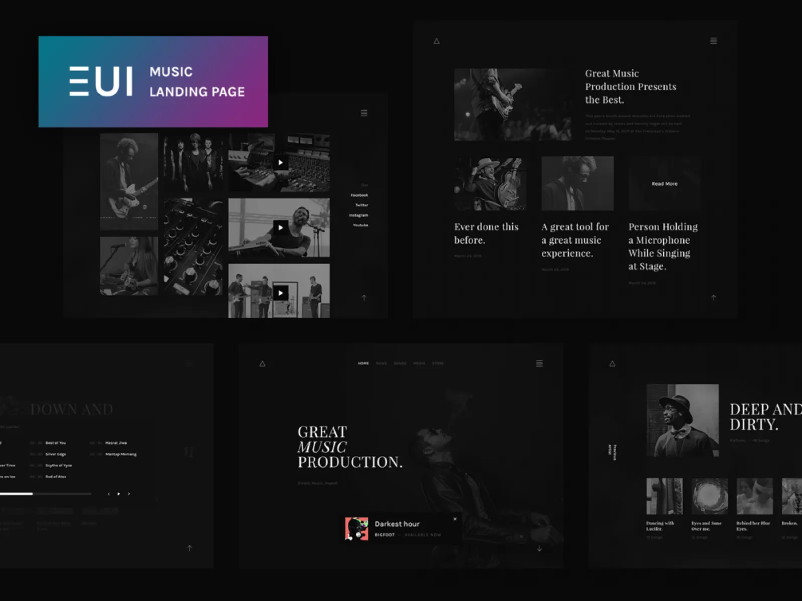 EUI Free Music Landing Page  - Free Figma Template