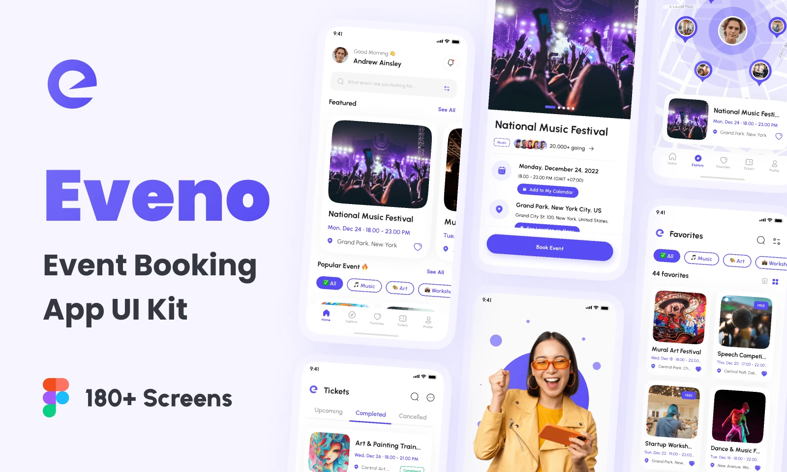 Eveno - Event Booking App UI Kit for Figma and Adobe XD