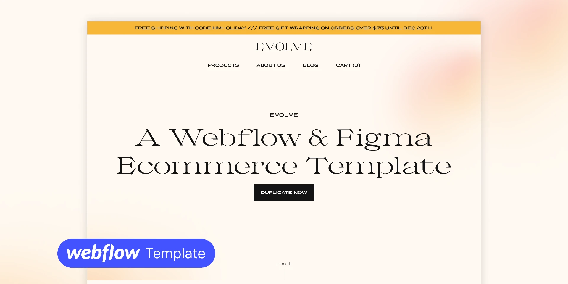 Evolve Webflow Ecommerce Template for Figma and Adobe XD