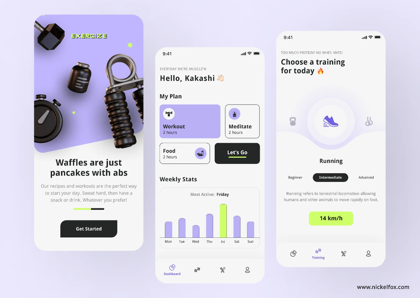 Exergize - Fitness App for Figma and Adobe XD