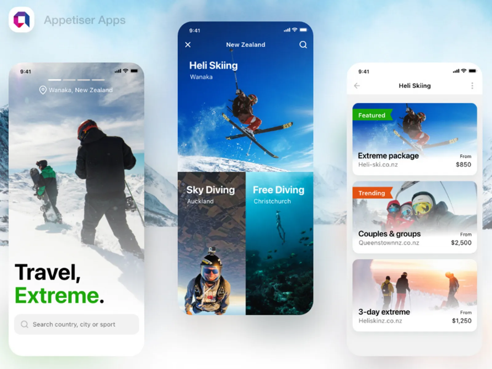 Extreme Travel App Design  - Free Figma Template