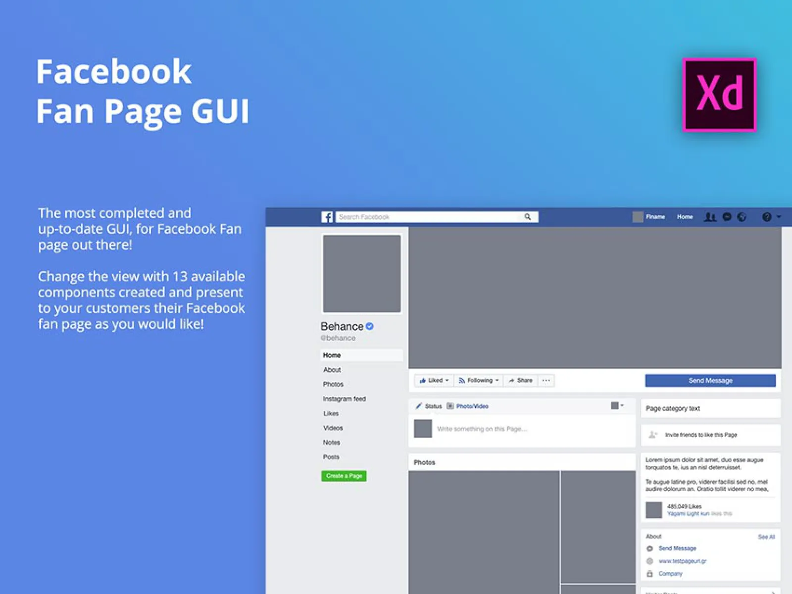 Facebook Fan Page GUI  - Free Figma Template
