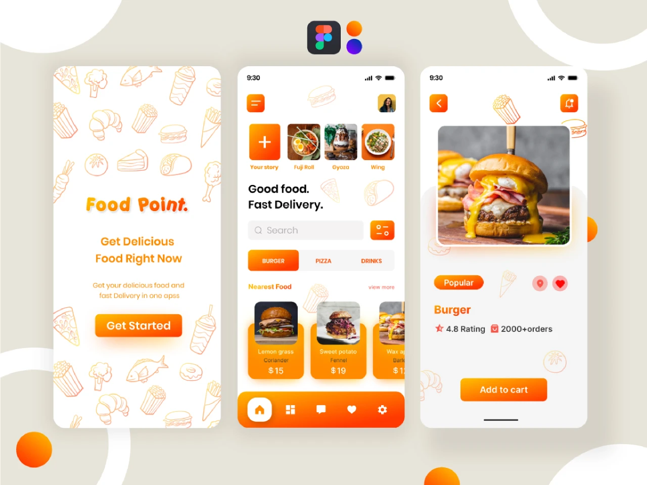 Fast Food Recipe Application UI Design for Figma and Adobe XD